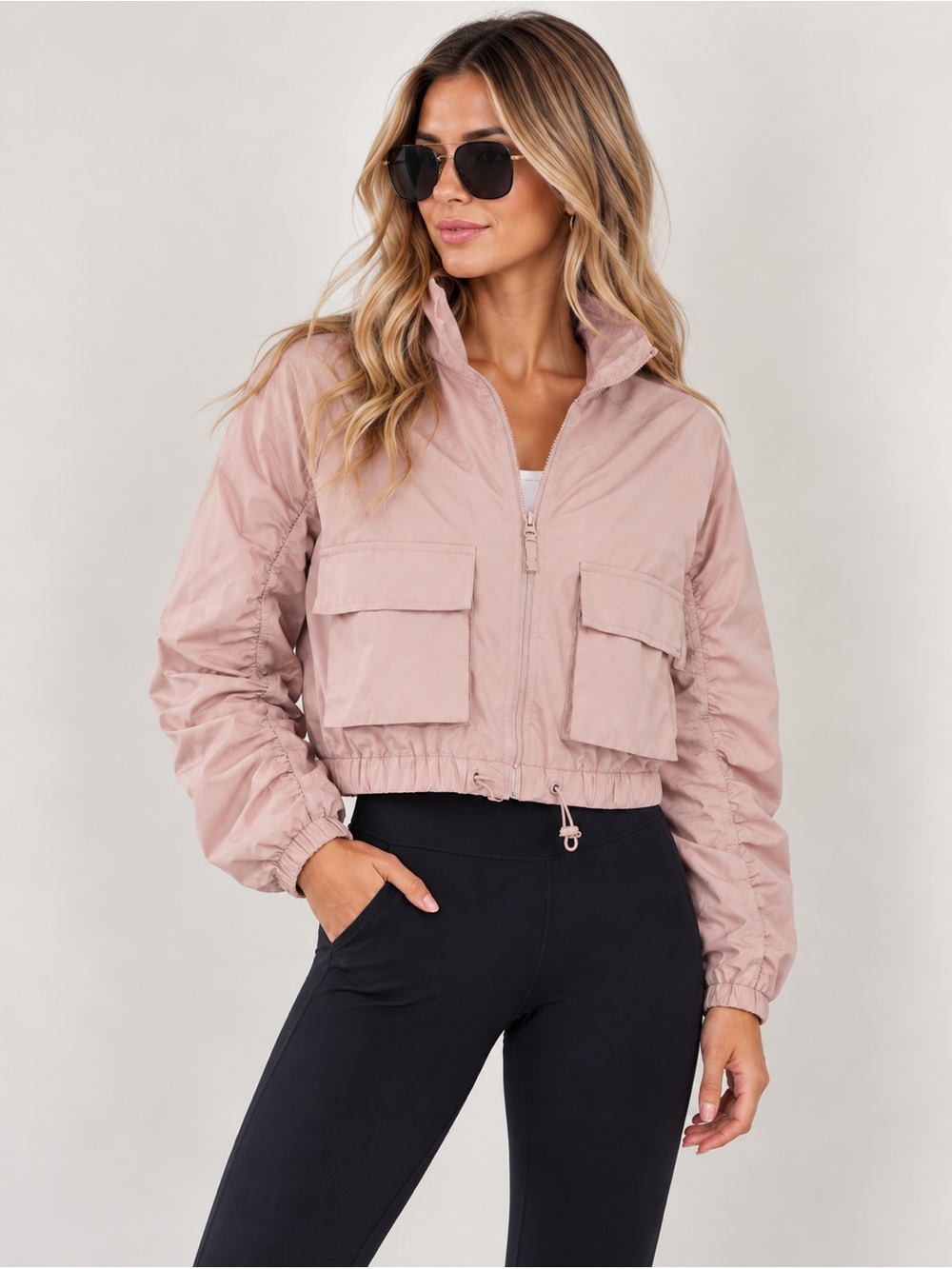 NWT Love Tree High Neck Pink Windbreaker Jacket - Light Pink PERFECT FOR FALL 🍂